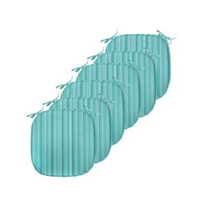 Водяная подушка ABAKUHAUS для обеденных стульев, синие линии в стиле океана, декоративная водонепроницаемая подушка с ремнями для кухонных сидений, 40 см x 40 см — упаковка из 6 шт., бирюзовый светло-синий, зеленый