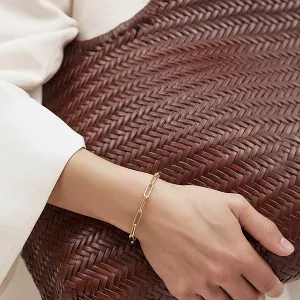 Браслет-Скрепка "Анна" с покрытием из 18-каратного золота, 7 дюймов, для женщин и девочек Joey Baby, gold