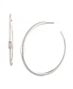 Серьги-Кольца из стерлингового серебра с узором из кубического циркония Lauren Ralph Lauren, silver