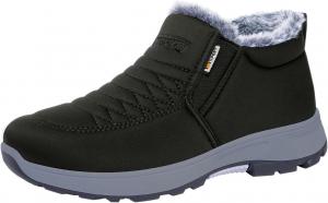 Мужские зимние теплые снежные ботинки, повседневные легкие зимние туфли с искусственным мехом и термоизоляцией, с поддержкой свода стопы, водонепроницаемые походные ботинки на себя Generic, Blackish Green