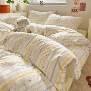 LUOLAI HOME Комплект постельного белья 4 предмета, простыня, размер 150x200 см, мягкая ткань, цвет Blank Poetry