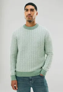 Джемпер с геометрическим текстурированным круглым вырезом, стандартного кроя. Next, Sage Green