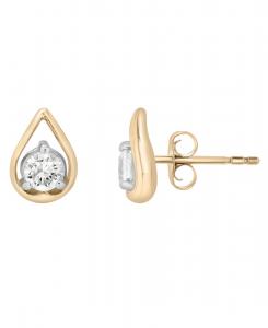 Серьги-гвоздики с бриллиантами (общий вес 1/4 карата) в оправе из 14-каратного золота Macy's, Yellow Gold