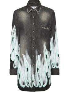 Philipp Plein джинсовая рубашка Flame Racing, серый