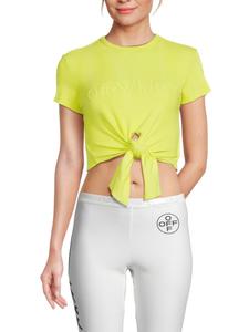 Укороченный топ с ребристым логотипом Off-White, зеленый