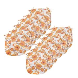 ABAKUHAUS Оранжевые подушки для обеденного стула, традиционная декоративная водонепроницаемая подушка Old Damask с ремнями для кухонных сидений, 40 см x 40 см — упаковка из 12 шт., оранжево-календулово-бордовый, оранжевый