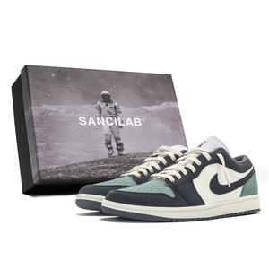 Баскетбольные кроссовки Air 1 с низким верхом, износостойкие, винтажные, унисекс, черно-зеленые Jordan, Black Green