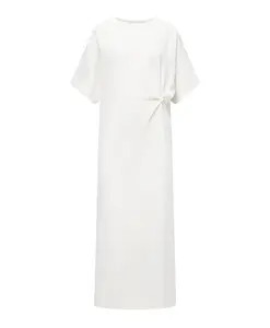 Платье с драпированным поясом и разрезом Drykorn, белый