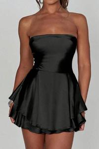 Узкое мини-платье без спинки со шнуровкой и открытой спиной, облегающего силуэта TRUEDAMES, черный