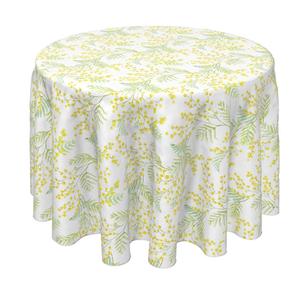 Круглая скатерть, 100% полиэстер, 70 дюймов, круглая, цветы мимозы