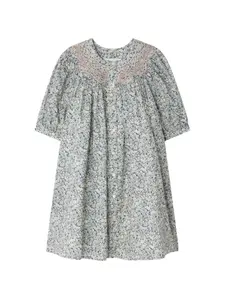 Платье с цветочной вышивкой Bonpoint, синий