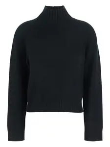 Кашемировый свитер с воротником-стойкой ALLUDE, черный