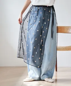 Юбка-обертка из тюля с цветочным мотивом Coen, цвет Black