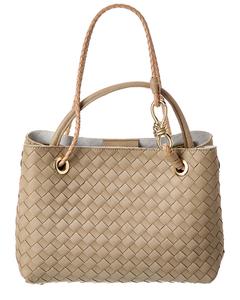 Сумка тоут из плетеной кожи Isabella Rosetti, бежевый