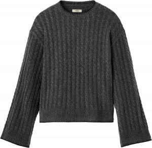 Женский трикотажный пуловер UGG Rylynn Cable Knit, Charcoal Heather