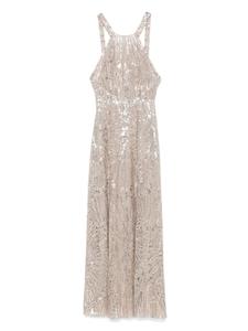 Длинное платье Elie Saab, украшенное пайетками, коричневый