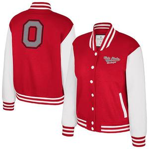 Женская красная куртка-бомбер Ohio State Buckeyes French Baguette Full Snap Fleece Colosseum