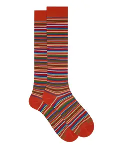 Мужские длинные хлопковые носки оранжевого цвета с ультратонкими полосками. Gallo, мультиколор