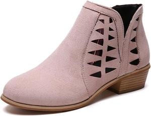 Женские ботильоны с массивным каблуком и вырезом, короткие сапожки, минималистичная стильная повседневная обувь на каждый день Abborora, Pink