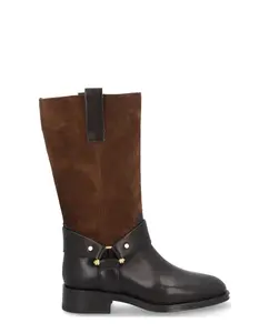 Женские сапоги из телячьей кожи и детского шелка с противоскользящей подошвой и молнией Alpe, коричневый