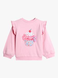 Детская толстовка с кружевными рукавами и принтом капкейк JoJo Maman Bébé, Pink
