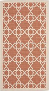 Ковер SAFAVIEH, 61 x 110 см, Washable Outdoor Courtyard Collection - , Terracotta & Beige, без линьки и легкий в уходе, идеально для патио, входной двери, прихожей, придверный ковер (CY6032-241)