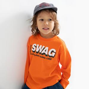 Футболка с длинными рукавами с разнообразными графическими принтами Branshes, цвет 35_Orange