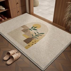 Dajiang Ковер 120х180 см для входной двери, устойчивый к грязи, моющийся, с ландшафтным дизайном Jixia Plant, для дома и вилл