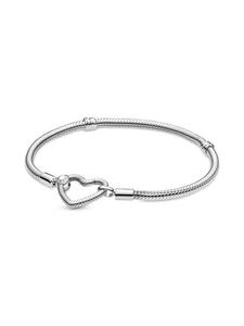 Браслет Pandora Moments Heart Closure Snake Chain Bracelet, стерлинговое серебро