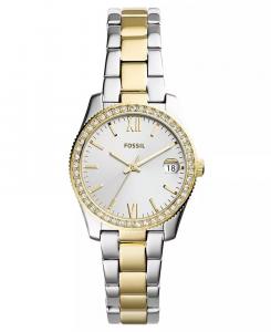 Женские двухцветные часы Scarlette с браслетом из нержавеющей стали, 32 мм Fossil, серебро