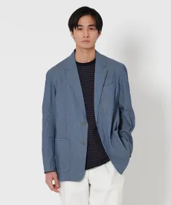 Вареный шамбре, обычный однослойный пиджак United Arrows, цвет Navy