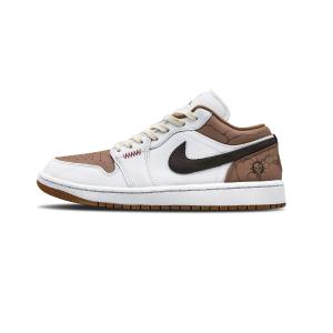 Jordan Кроссовки баскетбольные Air 1 Deserted Sand низкие винтажные устойчивые к истиранию unisex бело-коричневые