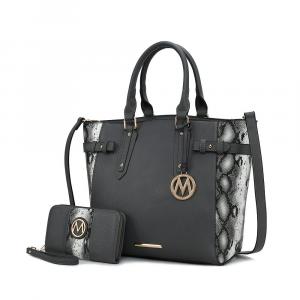 Mkf Collection Joelle Женская большая сумка с тиснением под змею и бумажником от Mia K MKF Collection, цвет Charcoal