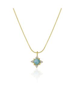 Подвеска из стерлингового серебра с голубым лунным камнем и тонкой итальянской цепочкой Spero London, Gold