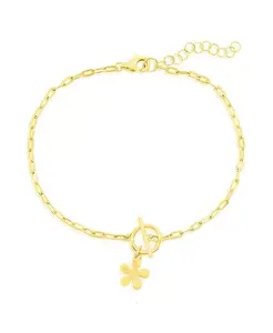 Браслет-Скрепка с подвеской-цветком из стерлингового серебра Simona, gold