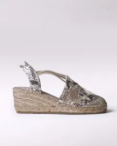 Женские эспадрильи на клиновидной подошве из узорчатого трикотажа с резинками Toni Pons, коричневый