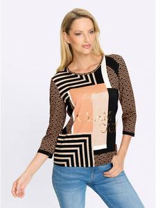 Рубашка с рукавами 3/4 цвета верблюжьей шерсти и черного цвета с принтом Heine