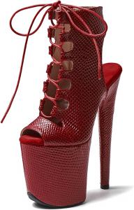 Женские экзотические ботильоны для пол-дэнс WUXIN H&P, на высокой платформе, с высоким каблуком 8 дюймов, на шнуровке, Red