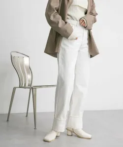 Джинсы прямого кроя с подворотами Kbf, цвет White