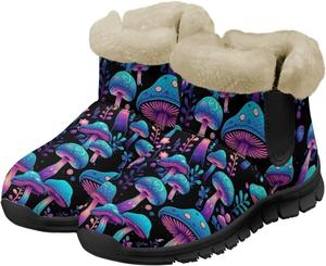 Зимние сапоги для женщин с теплым плюшем и искусственным мехом, уютные сапожки для дома, для улицы, зимние ботильоны Chririnla, Hippie Mushroom