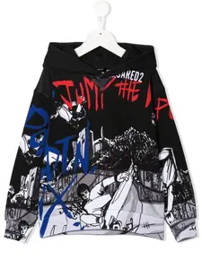 Худи с графичным принтом Dsquared2 Kids, черный