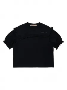 Футболка с вышитым логотипом Marni Kids, черный