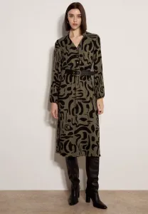 Абстрактное мазковое миди-платье Apricot, Khaki