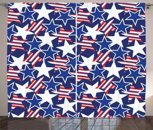 Штора в деревенском стиле ABAKUHAUS к 4 июля, украшенная звездами, универсальная, с петлями и крючками, для гостиной, 280 x 225 см, цвет: королевский синий, белый, красный Abakuhaus