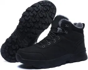 Мужские походные ботинки зимние снежные ботинки водонепроницаемые теплые с меховой подкладкой против скольжения рабочие ботинки на щиколотку снежные ботинки повседневные легкие походные ботинки для пешего туризма на открытом воздухе удобные Qacksv, черный