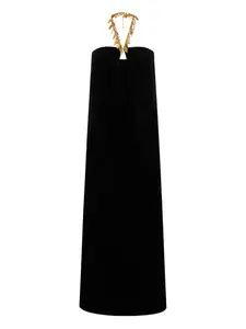 Бархатное платье с вырезами Roberto Cavalli, черный