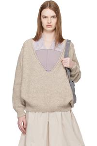 Baserange Бежевый свитер с V-образным вырезом