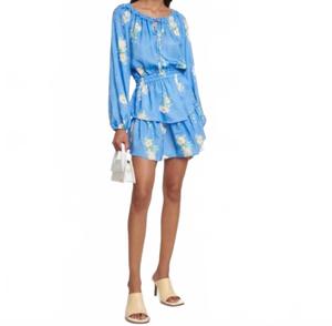 Платье Popover с цветочным принтом цвета черничного лимонада Loveshackfancy, Blueberry Lemonade