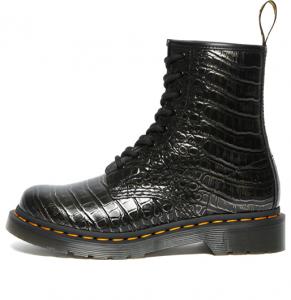 Ботинки Dr. Martens Lacing Crocodile Pattern с узором, черный