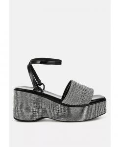 Босоножки Swifties со шнуровкой, украшенные стразами London Rag, черный